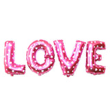 Set 8 Baloane din Folie Metalizata, Figurine Litere, Model I Love You, Tema Ziua Indragostitilor, 40 cm, Ambalaj Individual, Pai Inclus, Umflare cu Aer sau Heliu, Roz cu Inimioare Albe - vivimall.ro