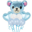 Set Baloane Aniversare, Vivimall, set din 8 bucati, 1 bucata urs mare, 2 inimi folie, 5 simple din latex Baby Boy, 60 cm Albastru - vivimall.ro