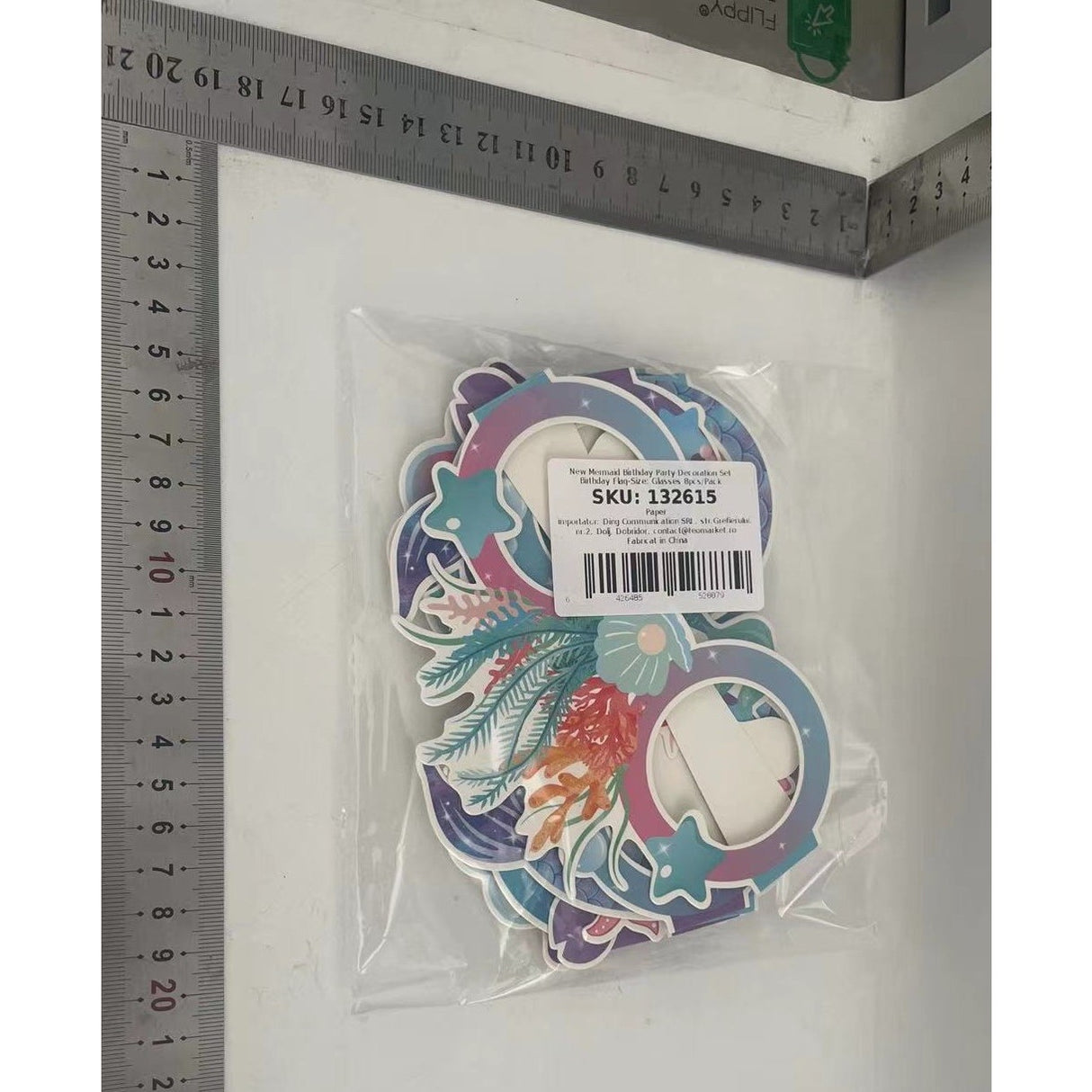 Set 8 Perechi de Ochelari Sirena, Vivimall, Colectia Mermaid, Multicolor - vivimall.ro