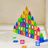 Set 88 Piese Magnetice de Constructie, Vivimall, Piese 5.5 cm, Magnetic Tiles, Forme Geometrice, 3 Ani, ABS, Magnet, 27.5 x 21.5 x 17 cm, Multicolor - vivimall.ro