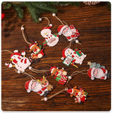 Set 9 Decoratiuni de Craciun din Lemn, Vivimall, cu Snur pentru Agatare in Brad, 3 Modele, Model Mos Craciun cu Brad, Ren si Cadouri, Diferite Dimensiuni, Multicolor - vivimall.ro