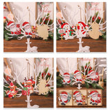 Set 9 Decoratiuni de Craciun din Lemn, Vivimall, cu Snur pentru Agatare in Brad, 3 Modele, Model Mos Craciun cu Brad, Ren si Cadouri, Diferite Dimensiuni, Multicolor - vivimall.ro