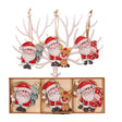Set 9 Decoratiuni de Craciun din Lemn, Vivimall, cu Snur pentru Agatare in Brad, 3 Modele, Model Mos Craciun cu Brad, Ren si Cadouri, Diferite Dimensiuni, Multicolor - vivimall.ro