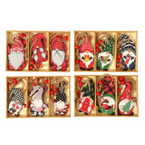 Set 9 Decoratiuni De Craciun Din Lemn, Cu Snur Pentru Agatare In Brad, 3 Modele Mos Craciun Diferite Dimensiuni - vivimall.ro