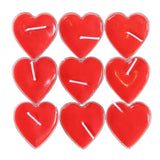 Set 9 Lumanari in Forma de Inima, Vivimall, pentru Ziua Indragostitilor, Aroma de Capsuni, Ardere 3.5 h, din Parafina, 4 x 2 cm, Rosu - vivimall.ro