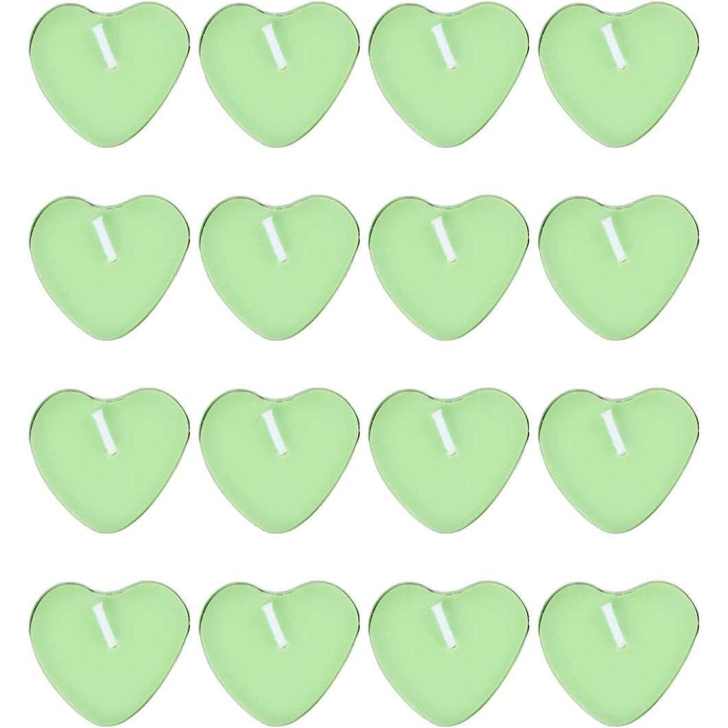 Set 9 Lumanari in Forma de Inima, Vivimall, pentru Ziua Indragostitilor, Aroma de Mar, Ardere 3.5 h, din Parafina, 4 x 2 cm, Verde - vivimall.ro