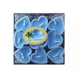 Set 9 Lumanari in Forma de Inima, Vivimall, pentru Ziua Indragostitilor, Aroma Tropicala, Ardere 3.5 h, din Parafina, 4 x 2 cm, Albastru - vivimall.ro
