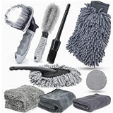 Set 9 piese spălat auto, perii și lavete microfibră | AutoCare - vivimall.ro