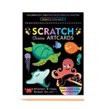 Set 9 Planse Razuibile, Vivimall, Scratch ArtCards, +3 Ani, de Razuit si de Colorat, 19 x 14 cm, Model Ocean, Multicolor - vivimall.ro