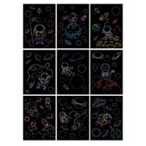 Set 9 Planse Razuibile, Vivimall, Scratch ArtCards, +3 Ani, de Razuit si de Colorat, 19 x 14 cm, Model Spatiu Cosmic, Multicolor - vivimall.ro