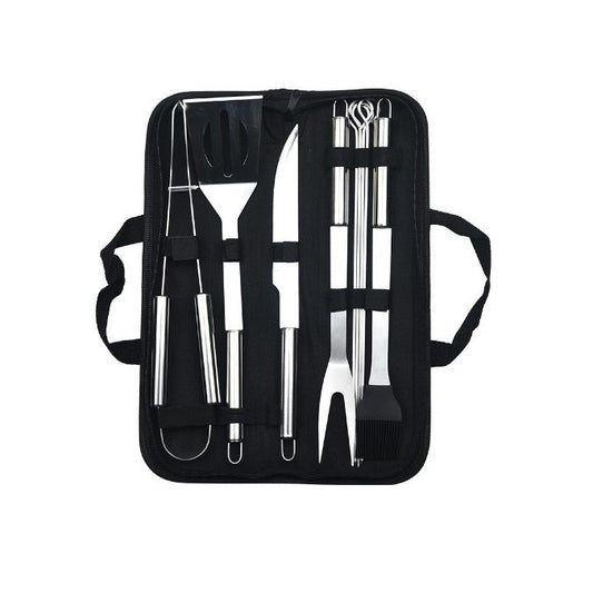 Set 9 Ustensile pentru Gratar, Vivimall, din Otel Inoxidabil, Geanta Oxford, Argintiu - vivimall.ro