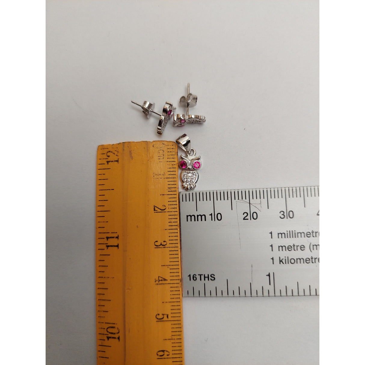 925 Ezüst Bagoly Szett Színes Szemekkel, Jolie Ezüst, 2.3G