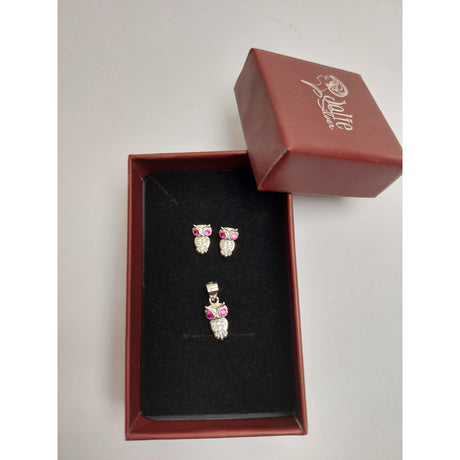 Set Argint 925 Bufnita cu Ochi Colorati, Jolie Silver, 2.3g, 1.5 cm x 0.6 cm - vivimall.ro