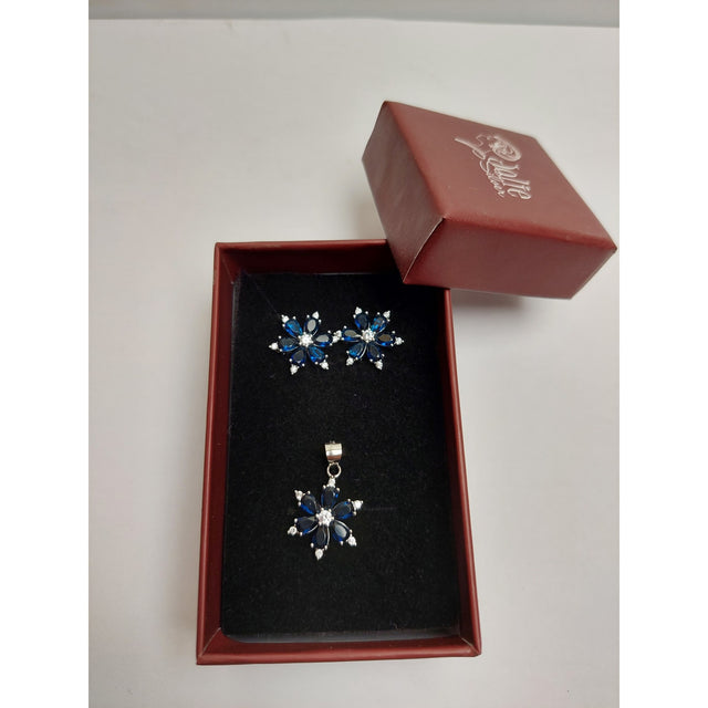 Set Argint 925, Floare Colorata cu Tortita, Jolie Silver, 4.5g, 2 cm x 1.5 cm - vivimall.ro