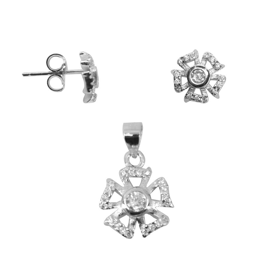 Set Argint 925 Floare cu Zirconii - vivimall.ro