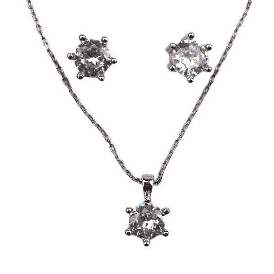 Set Argint 925 Floare Mare (cercei, lantisor, pandantiv) - vivimall.ro