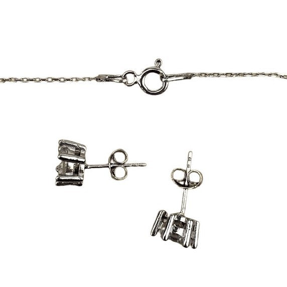 Set Argint 925 Floare Mare (cercei, lantisor, pandantiv) - vivimall.ro