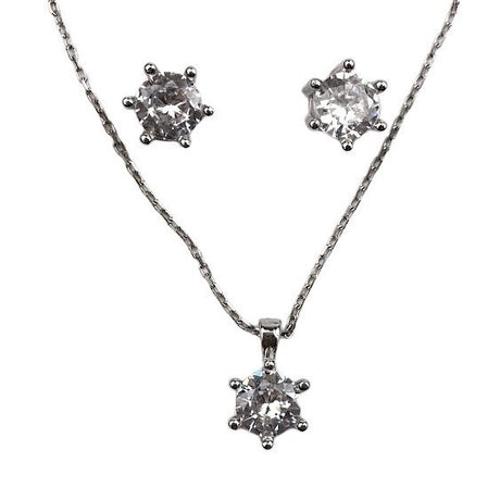 Set Argint 925 Floare Mare (cercei, lantisor, pandantiv) - vivimall.ro