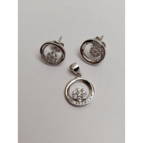 Set Argint 925 Floare pe Cerc, Jolie Silver, 3.2g, 1.4 cm x 1.2 cm - vivimall.ro