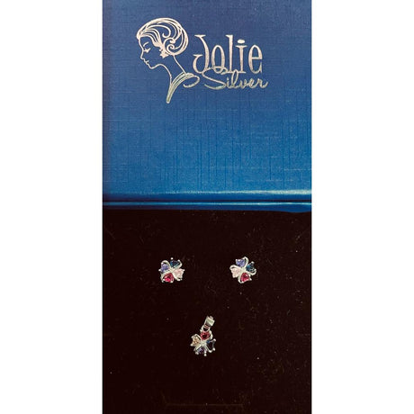 Set Argint 925, Jolie Silver, Floare Rasucita Colorata - vivimall.ro