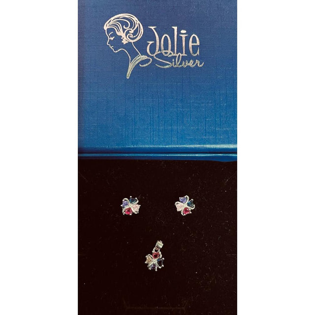 Set Argint 925, Jolie Silver, Floare Rasucita Colorata - vivimall.ro