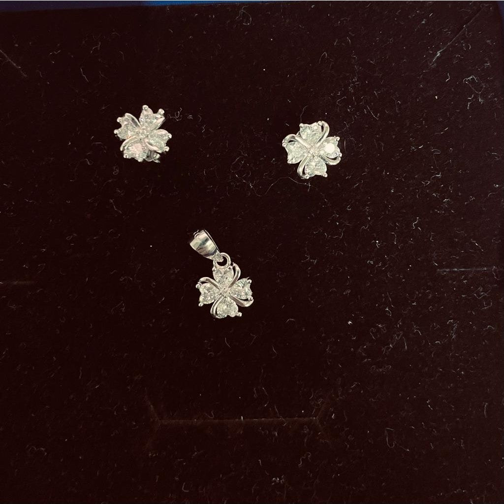 Set Argint 925, Jolie Silver, Floare Rasucita Pietre Albe - vivimall.ro