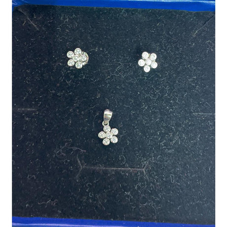 Set Argint 925, Jolie Silver, Floricele Rotunde Pietre Albe - vivimall.ro