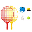 Set Badminton pentru Copii, Vivimall, Doua Palete, Fluturas, 2 Mingi, Minge cu Elastic pentru Antrenament, Suport de Prindere Stabil, 40.5x23 cm, Rosu Galben - vivimall.ro