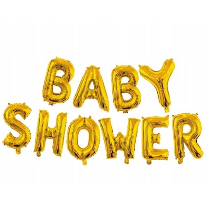 Set Baloane Din Folie Metalizata, Model Baby Shower, Litere De 40 Cm, Baloane Party, Ambalaj Individual, Pai, Ata Si Adeziv Incluse, Umflare Cu Aer Sau Heliu,
