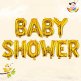 Set Baloane Din Folie Metalizata, Model Baby Shower, Litere De 40 Cm, Baloane Party, Ambalaj Individual, Pai, Ata Si Adeziv Incluse, Umflare Cu Aer Sau Heliu,