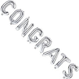 Set Baloane din Folie Metalizată, Vivimall, Model Congrats, Litere de 40 cm, Baloane Absolvire, Ambalaj Individual, Pai inclus, Umflare cu Aer sau Heliu, Argintiu - vivimall.ro