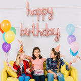 Set Baloane din Folie Metalizata, Vivimall, Model Happy Birthday, 45x85 cm, 45x124cm, Baloane Party, Ambalaj Individual, Pai Inclus, Umflare cu Aer sau Heliu, Roz Pal - vivimall.ro