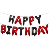 Set Baloane din Folie Metalizata, Vivimall, Model Happy Birthday, Litere de 40 cm, Baloane Party, Ambalaj Individual, Pai, Ata si Adeziv Incluse, Umflare cu Aer sau Heliu, Rosu-Negru - vivimall.ro