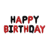 Set Baloane din Folie Metalizata, Vivimall, Model Happy Birthday, Litere de 40 cm, Baloane Party, Ambalaj Individual, Pai, Ata si Adeziv Incluse, Umflare cu Aer sau Heliu, Rosu-Negru - vivimall.ro