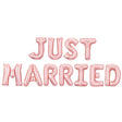 Set Baloane din Folie Metalizata, Vivimall, Model Just Married, Litere de 40 cm, Baloane Party, Ambalaj Individual, Pai, Ata si Adeziv Incluse, Umflare cu Aer sau Heliu, Roz - vivimall.ro