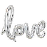 Set Baloane din Folie Metalizata, Model Love Scris de Mana, 102x65 cm, Baloane Ziua Indragostitilor, Ambalaj Individual, Pai inclus, Umflare cu Aer sau Heliu, Argintiu - vivimall.ro