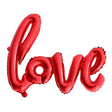 Set baloane folie metalizată roșie model Love 102x65 cm, vedere frontală cu inscripție scrisă de mână