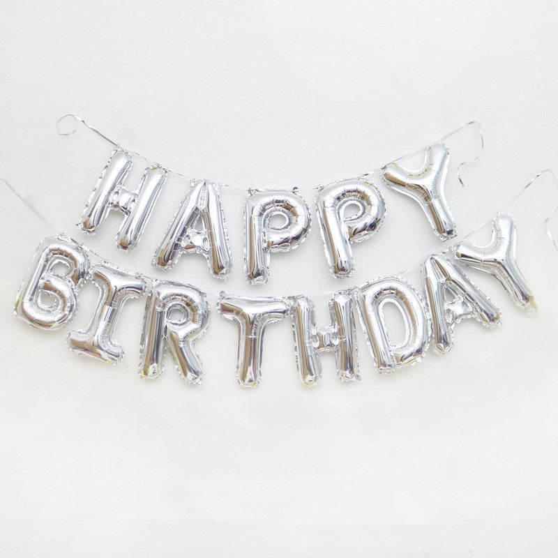 Set baloane folie Flippy, Happy Birthday, 40 cm, argintiu - vivimall.ro