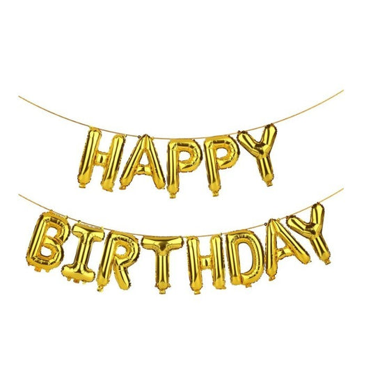 Set baloane folie Vivimall, Happy Birthday, 40 cm, auriu - vivimall.ro