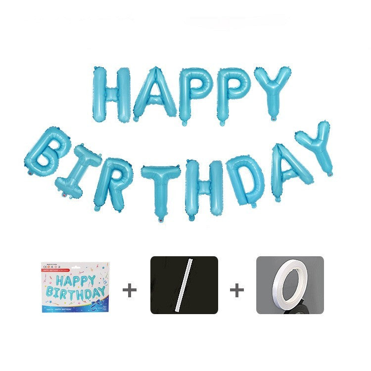 Set baloane folie Flippy, Happy Birthday, 40 cm, baby blue - vivimall.ro