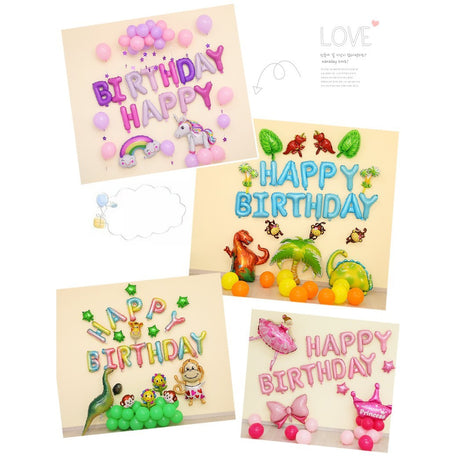 Set baloane folie Flippy, Happy Birthday, 40 cm, baby blue - vivimall.ro