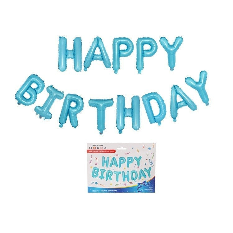 Set baloane folie Flippy, Happy Birthday, 40 cm, baby blue - vivimall.ro