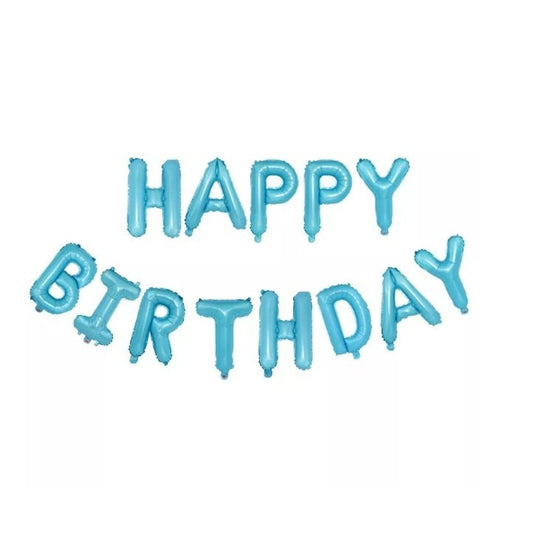 Set baloane folie Vivimall, Happy Birthday, 40 cm, baby blue - vivimall.ro