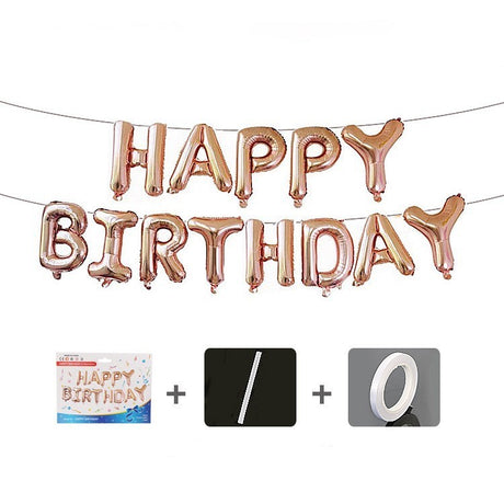 Set baloane folie Flippy, Happy Birthday, 40 cm, rose gold - vivimall.ro