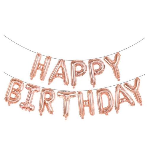 Set baloane folie Vivimall, Happy Birthday, 40 cm, rose gold - vivimall.ro