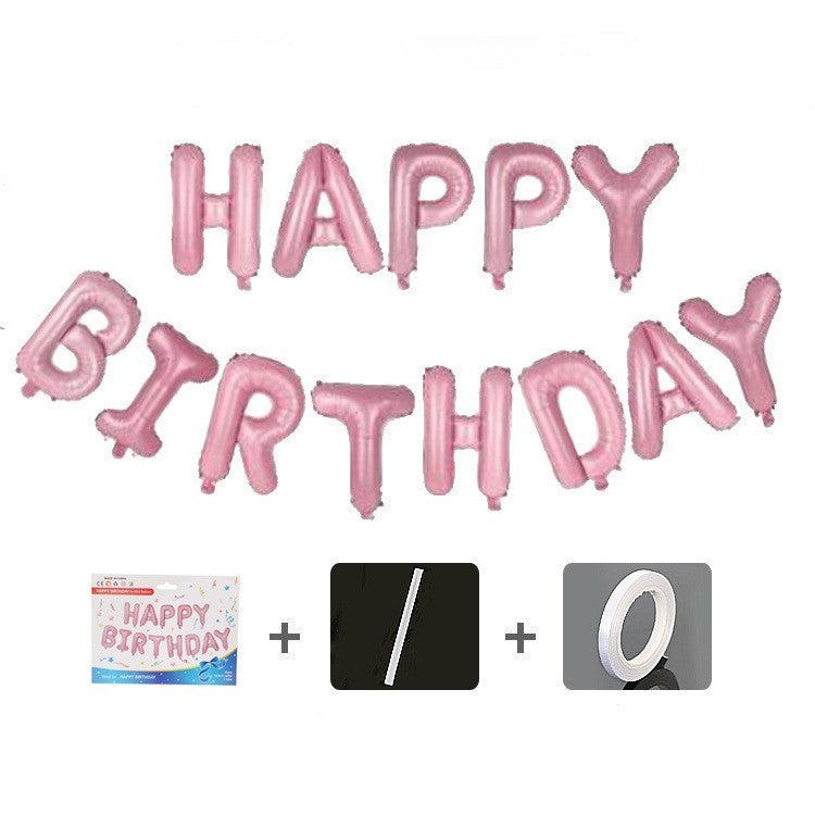 Set baloane folie Flippy, Happy Birthday, 40 cm, roz deschis - vivimall.ro