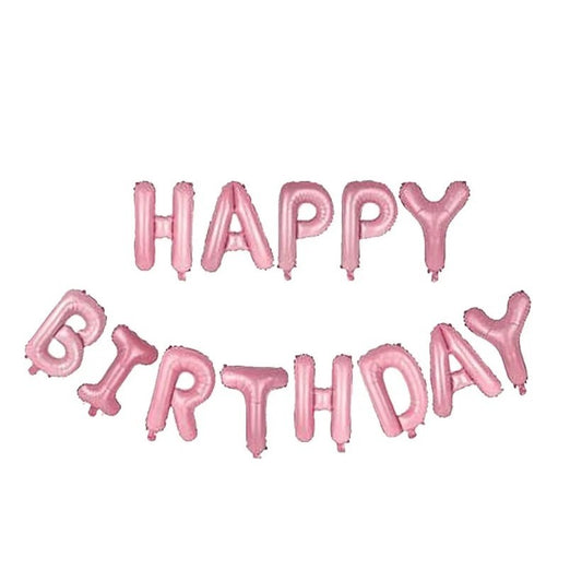 Set baloane folie Vivimall, Happy Birthday, 40 cm, roz deschis - vivimall.ro