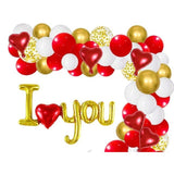 Set Baloane Folie Metalizata, Vivimall, Model I LOVE YOU cu Inimioara, 54x97 cm, Tematica Ziua Îndrăgostiților, Ambalaj Individual, Pai Inclus, Umflare cu Aer sau Heliu, Auriu - vivimall.ro