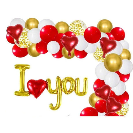 Set Baloane Folie Metalizata, Vivimall, Model I LOVE YOU cu Inimioara, 54x97 cm, Tematica Ziua Îndrăgostiților, Ambalaj Individual, Pai Inclus, Umflare cu Aer sau Heliu, Auriu - vivimall.ro