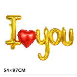 Set Baloane Folie Metalizata, Vivimall, Model I LOVE YOU cu Inimioara, 54x97 cm, Tematica Ziua Îndrăgostiților, Ambalaj Individual, Pai Inclus, Umflare cu Aer sau Heliu, Auriu - vivimall.ro